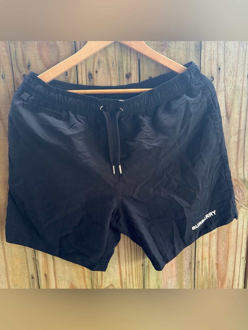 Burberry Men's Black Swim Trunks with Drawstring